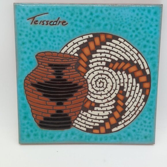 Teissedre Ceramic Square Art Tile Vase Coaster Trivet 6x6 - Picture 1 of 5